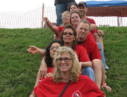 Alumni getting ready for group picture