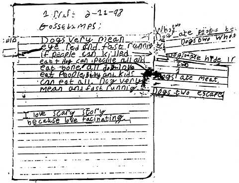 scanned image of Mahalia's revision work