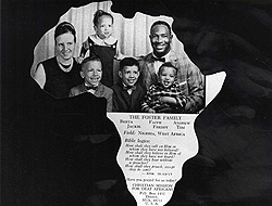 Family photo inserted in a frame shaped as the African continent