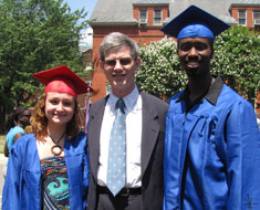 Image: 2010 MSSD graduates and Williams Scholars Ashleigh Dreyer and Wade Green, with scholarship donor Paul
Williams.