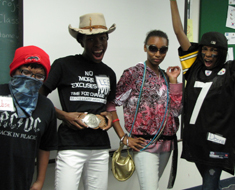 Image: At the movies…Jonathan Guzman, Malita Bailey, Justyce Abbott and Diamante Brooks act out the characters from the movie scripts they created.