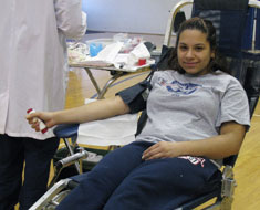 Image: MSSD student Erica Gilliam prepares to donate blood at the Clerc Center Random Acts of Kindness Blood Drive held on January 14.