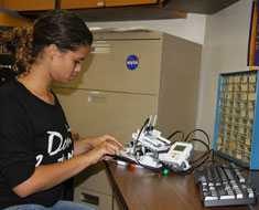 Image: Student Cahlah Chapman likes the technical challenges of building a robot.
