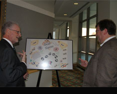 Image: Gallaudet University president T. Alan Hurwitz and provost Stephen Weiner view the poster exhibit following the awards ceremony.