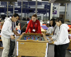 Image: Students from 16 schools and programs for deaf and hard of hearing students mingled in the MSSD Eagle Zone.