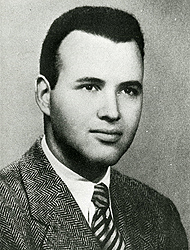 Bernard Bragg, class photo, 1952. He's wearing a tweed suit jacket and striped tie